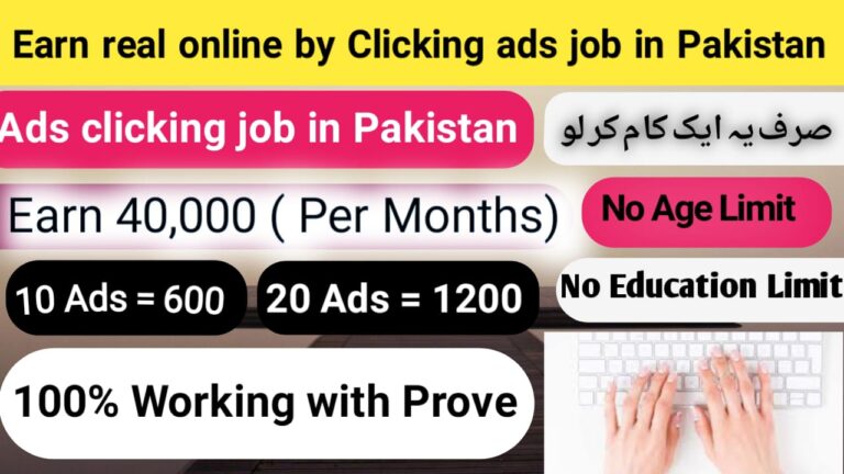 Earn Real Online by Clicking Ads Job in Pakistan